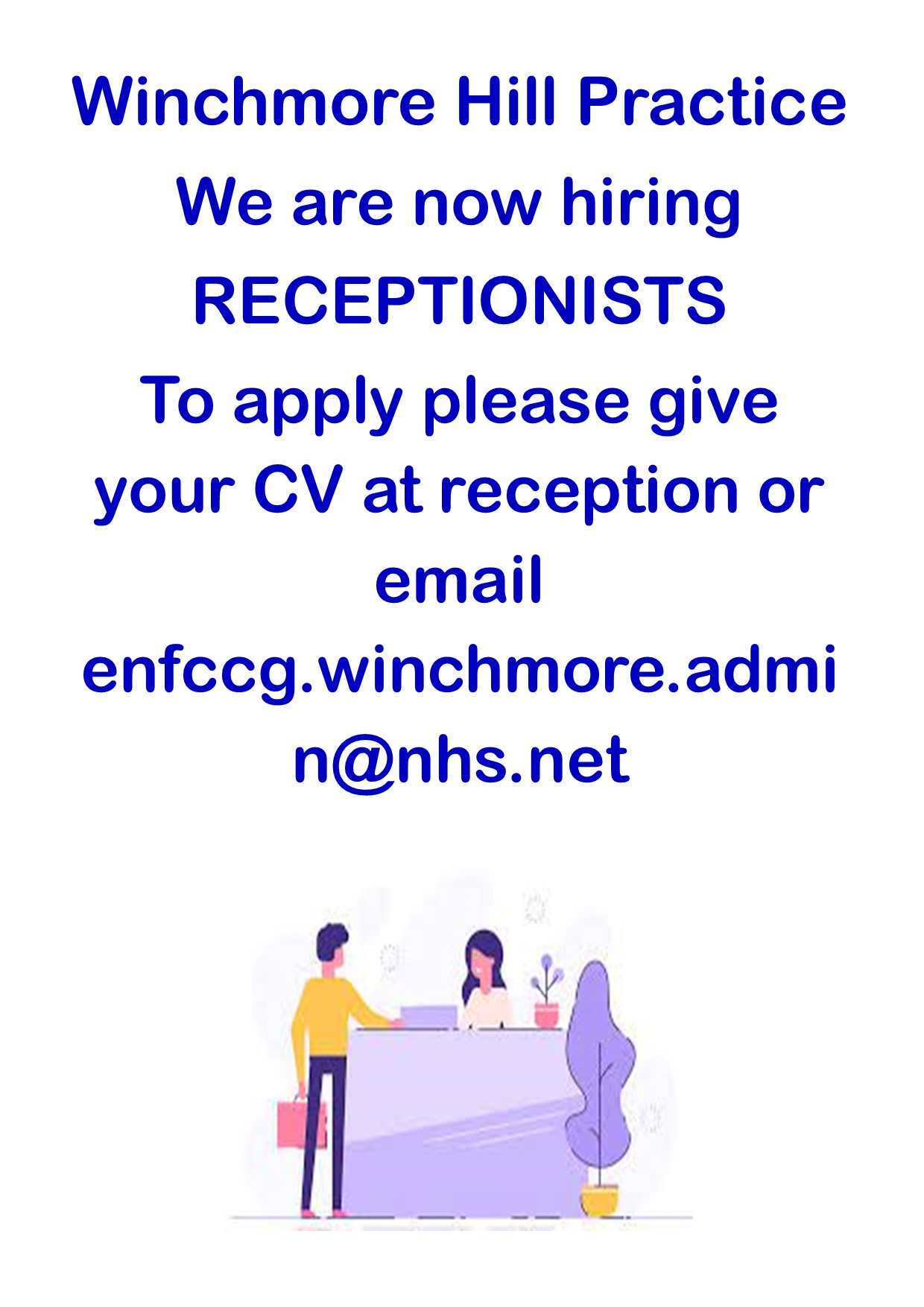 Receptionist Vacancies Winchmore Hill Practice